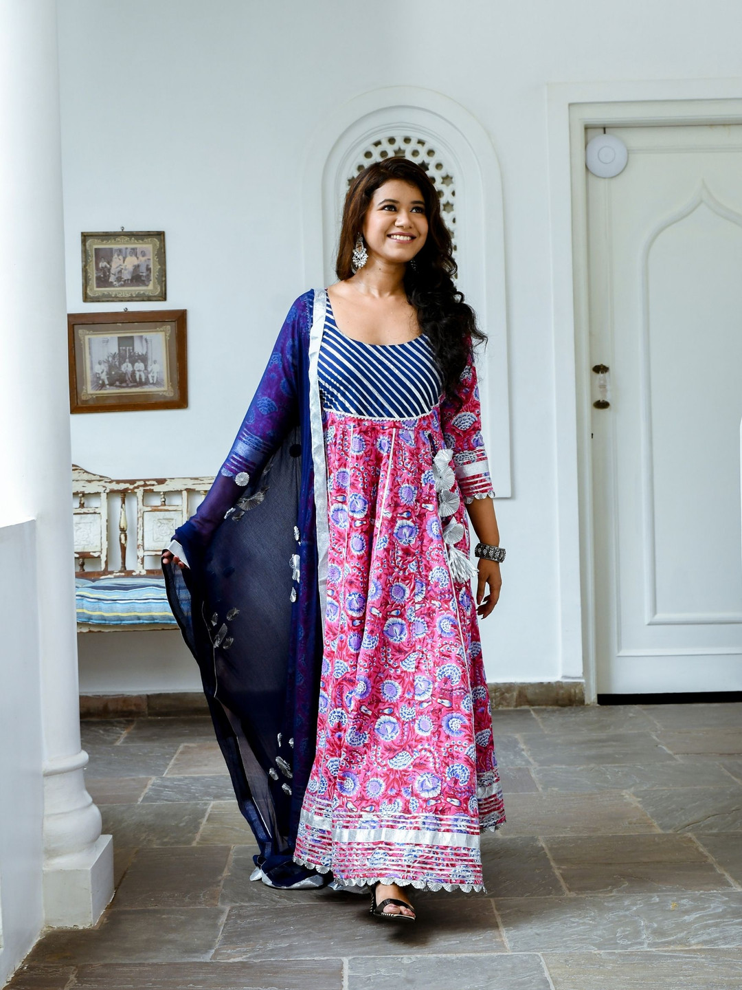 

ASHEERA Printed Anarkali Kurta Set With Dupatta, Purple