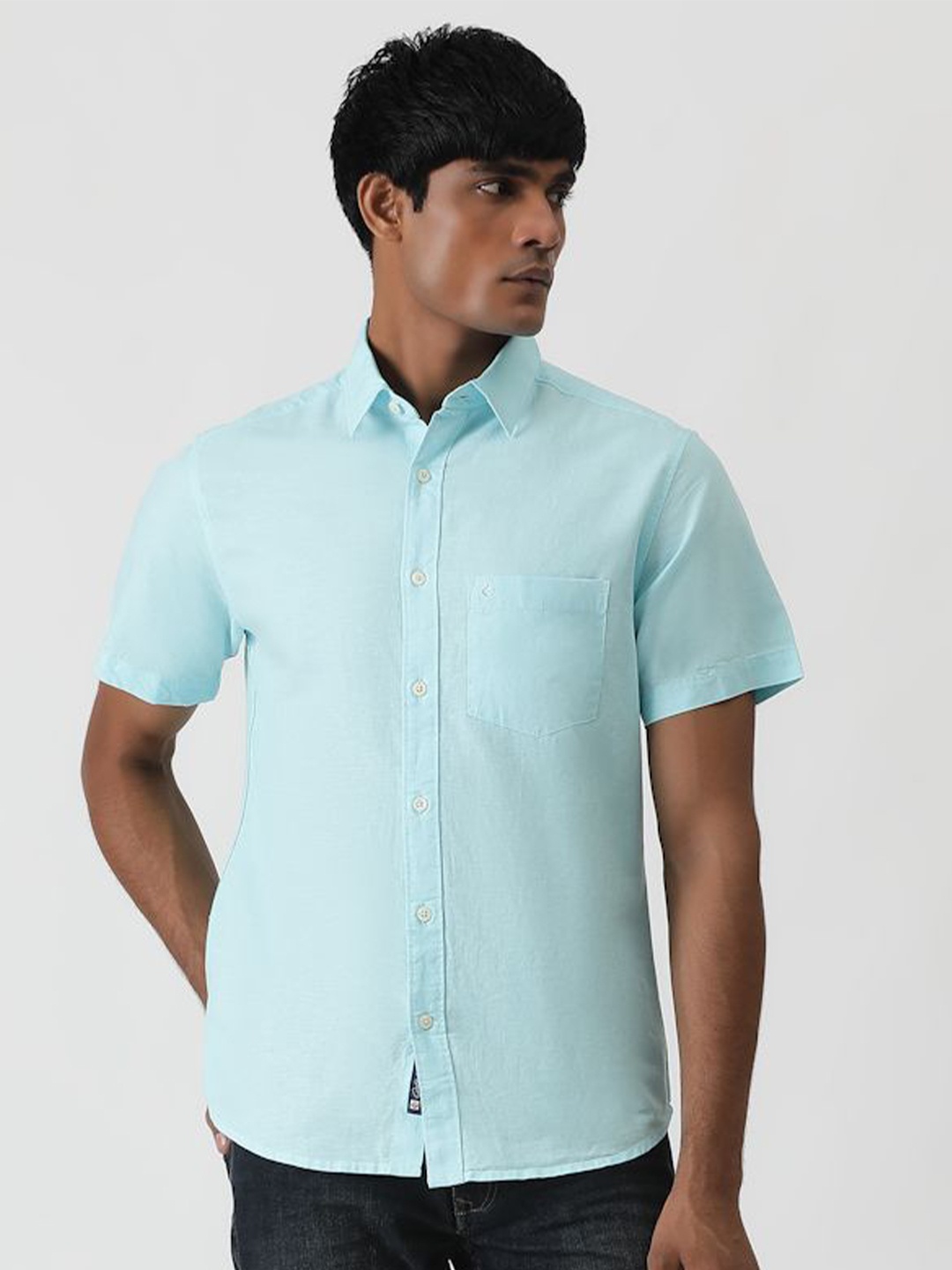 

Greenfibre Men Slim Fit Opaque Casual Shirt, Blue