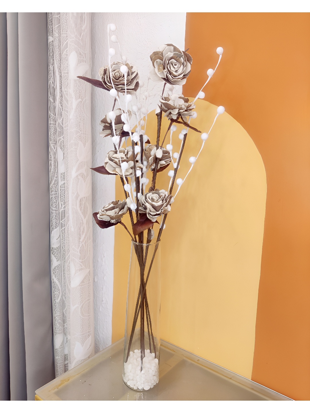

Myntra Elegant Homes White 1 Bunch Rose Paddle Artificial Flower