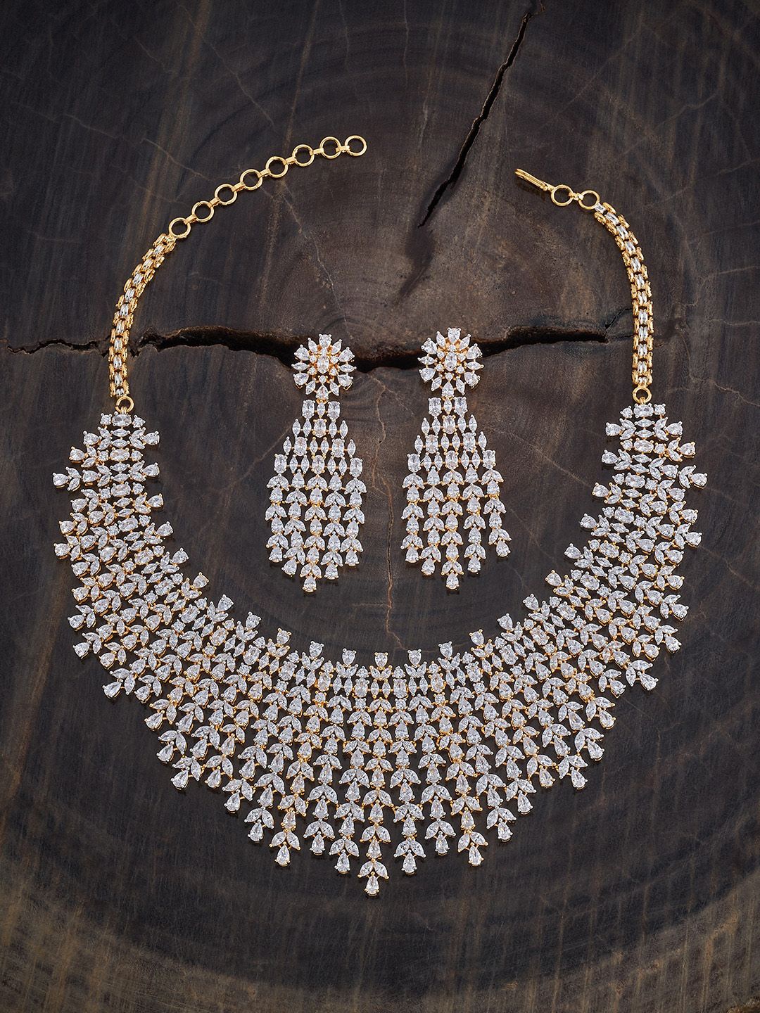

Kushal's Fashion Jewellery Gold Plated CZ Stone Studded Jewellery Set