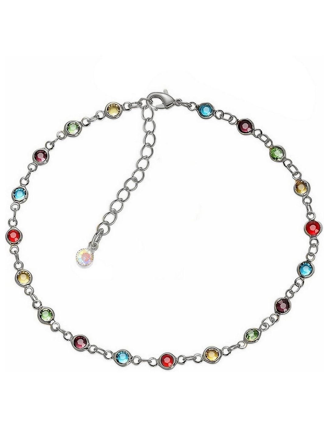 

VAMA Women Crystals Handcrafted Silver-Plated Bangle-Style Bracelet