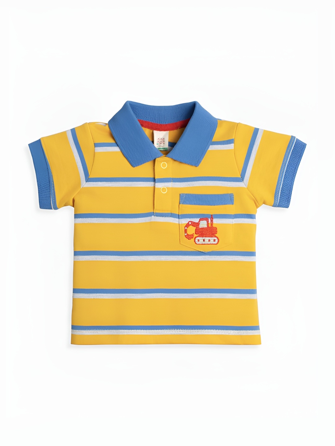 

Ed-a-Mamma Baby Boys Striped Polo Collar Bio Finish Pockets T-shirt, Yellow