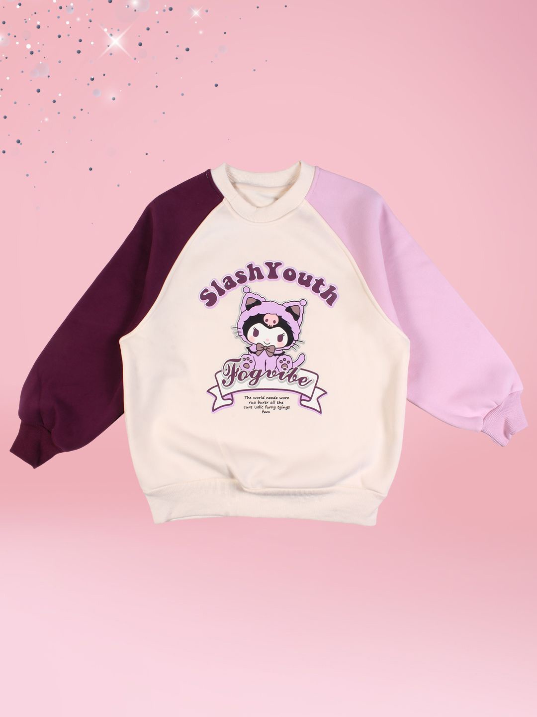 

CUTECUMBER Girls Colourblocked Long Sleeves Sweatshirt, Purple