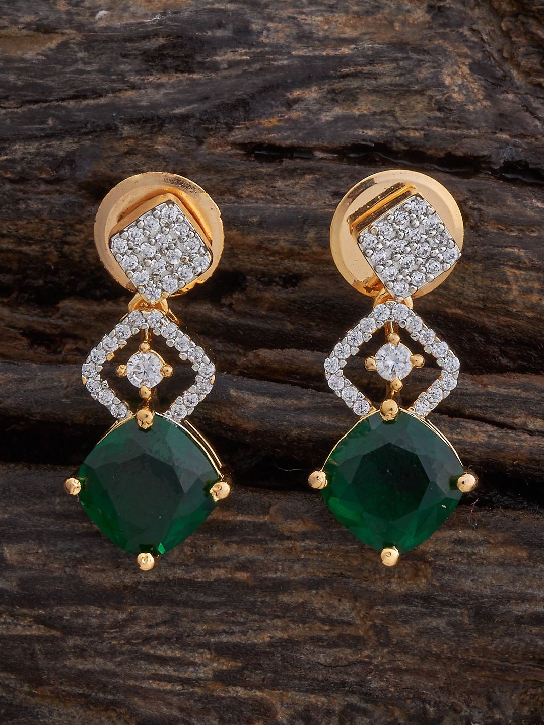 

Kushal's Fashion Jewellery Rhodium-Plated Contemporary Drop Earrings, Green