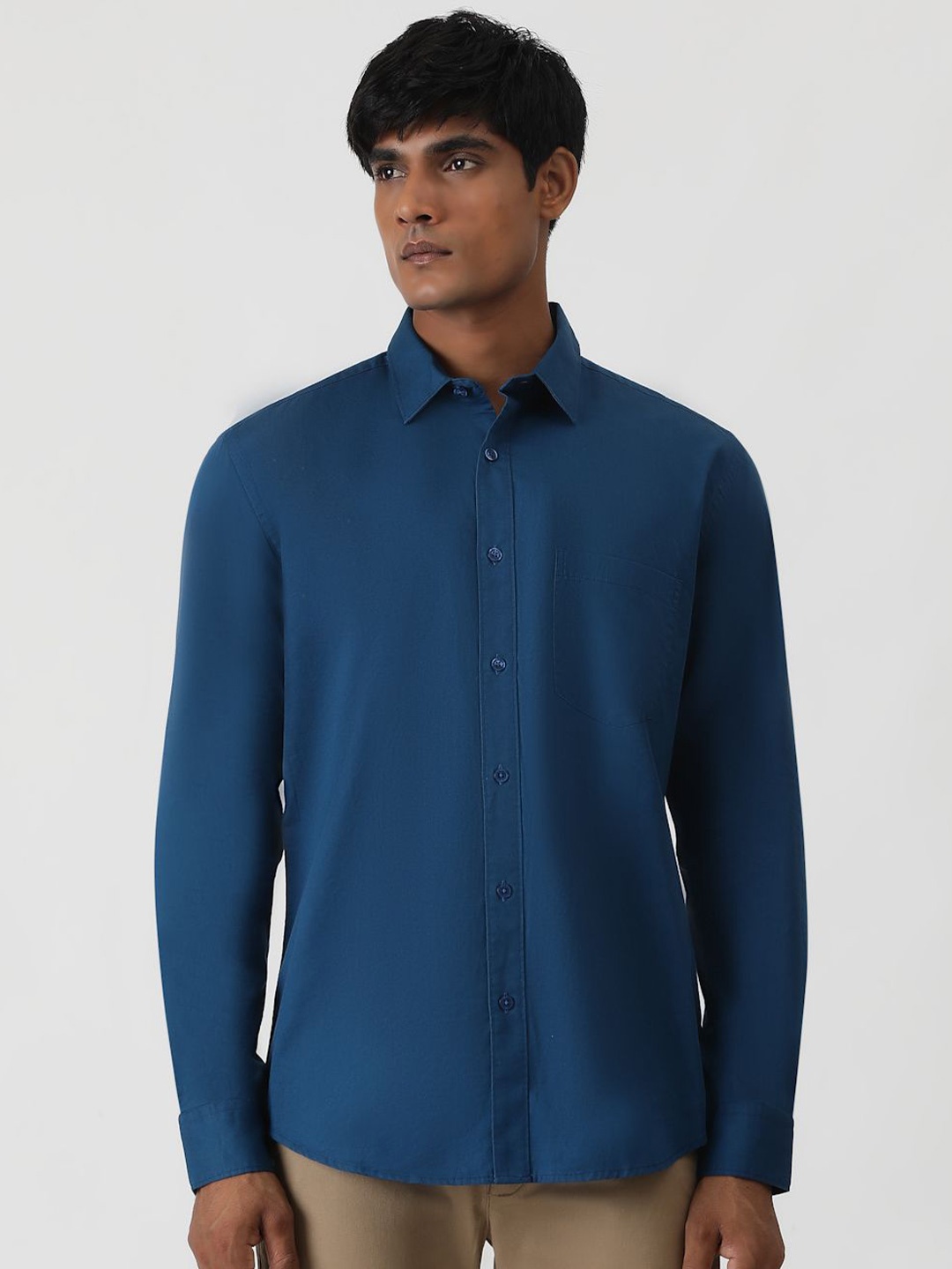 

Greenfibre Men Opaque Casual Shirt, Navy blue