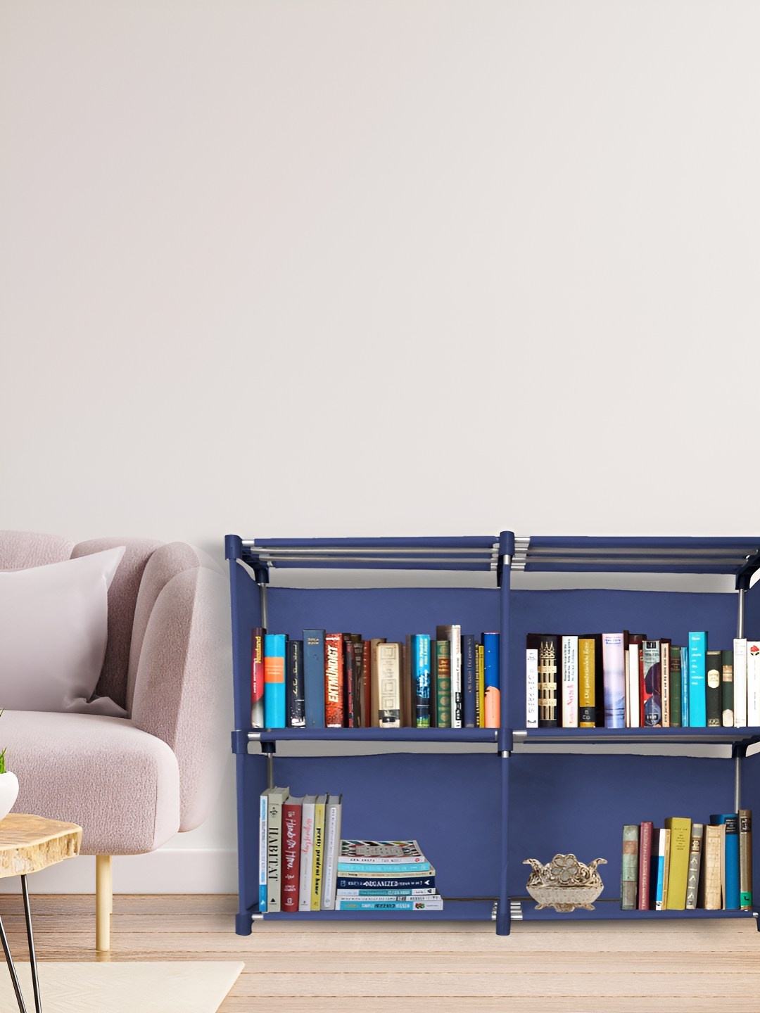 

Decent Hut Blue 4-Tier Non-Woven Square Book Shelf