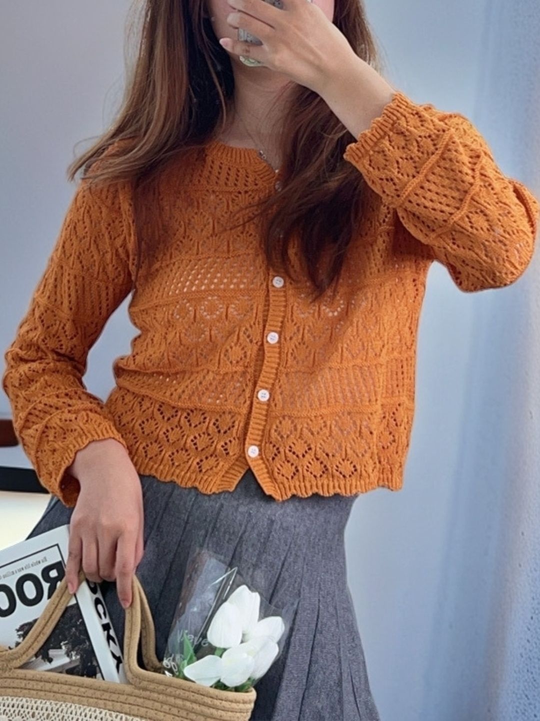 

KPOP Women Round Neck Top, Orange