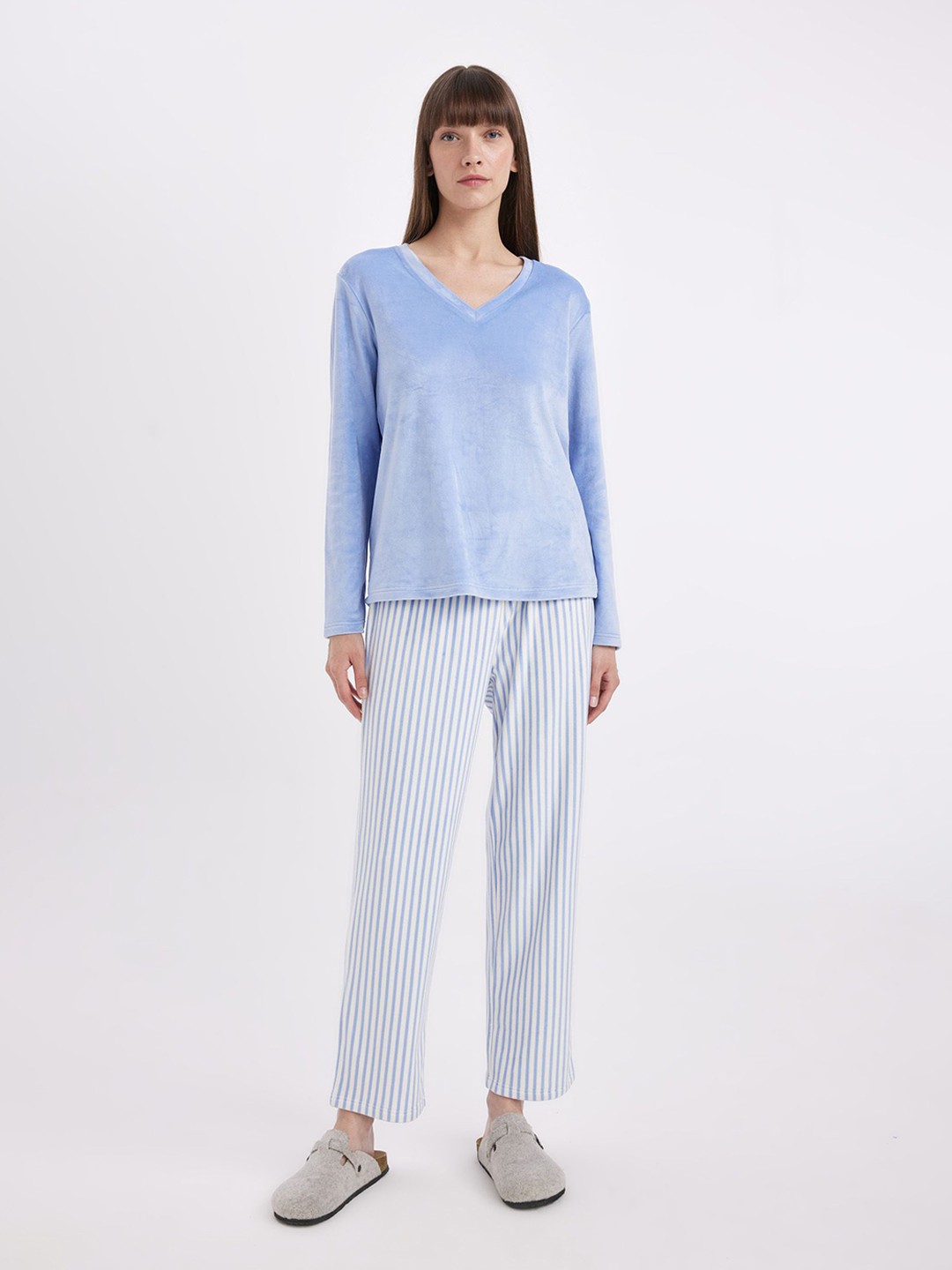 

DeFacto Long Sleeves T-Shirt with Pyjama Night Suits, Blue
