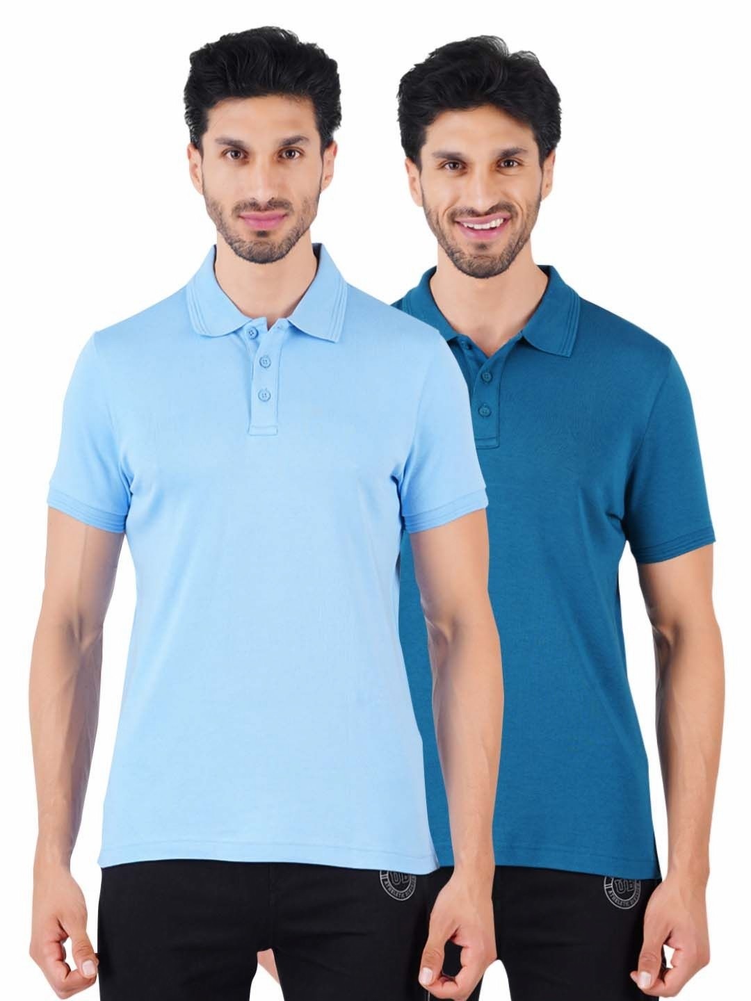 

Ramraj Men 2 Polo Collar Applique T-shirt, Blue