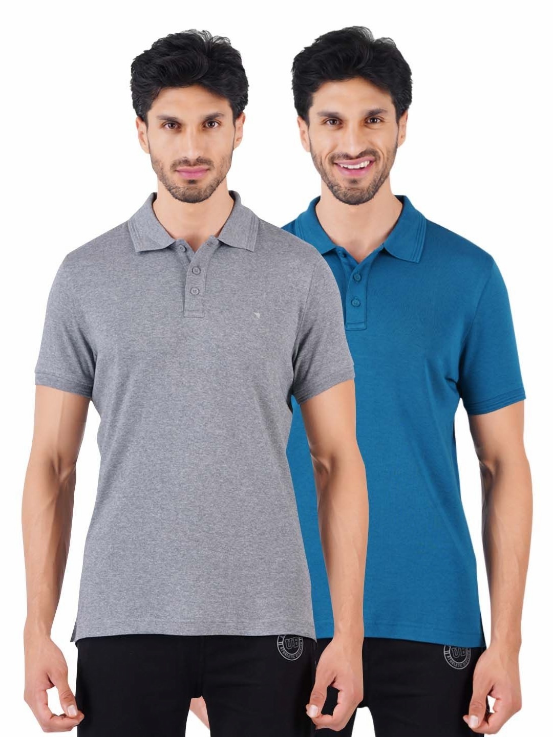

Ramraj Men 2 Polo Collar Applique T-shirt, Grey