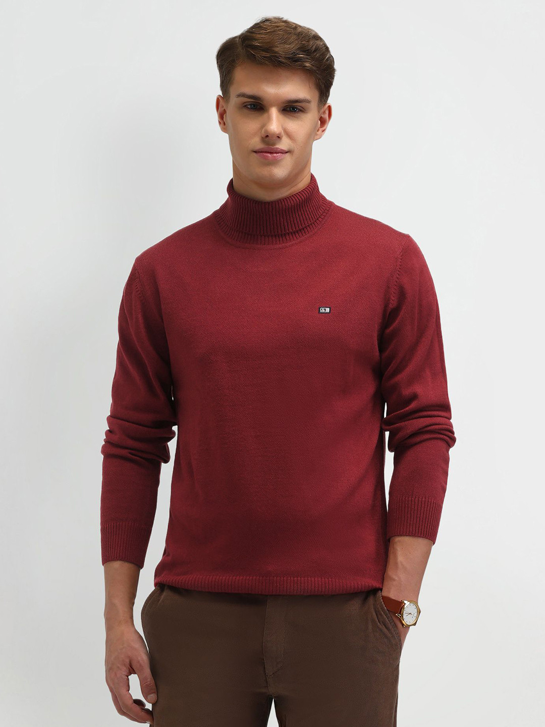 

Arrow Sport Men Turtle Neck Long Sleeves Pullover Sweaters, Red