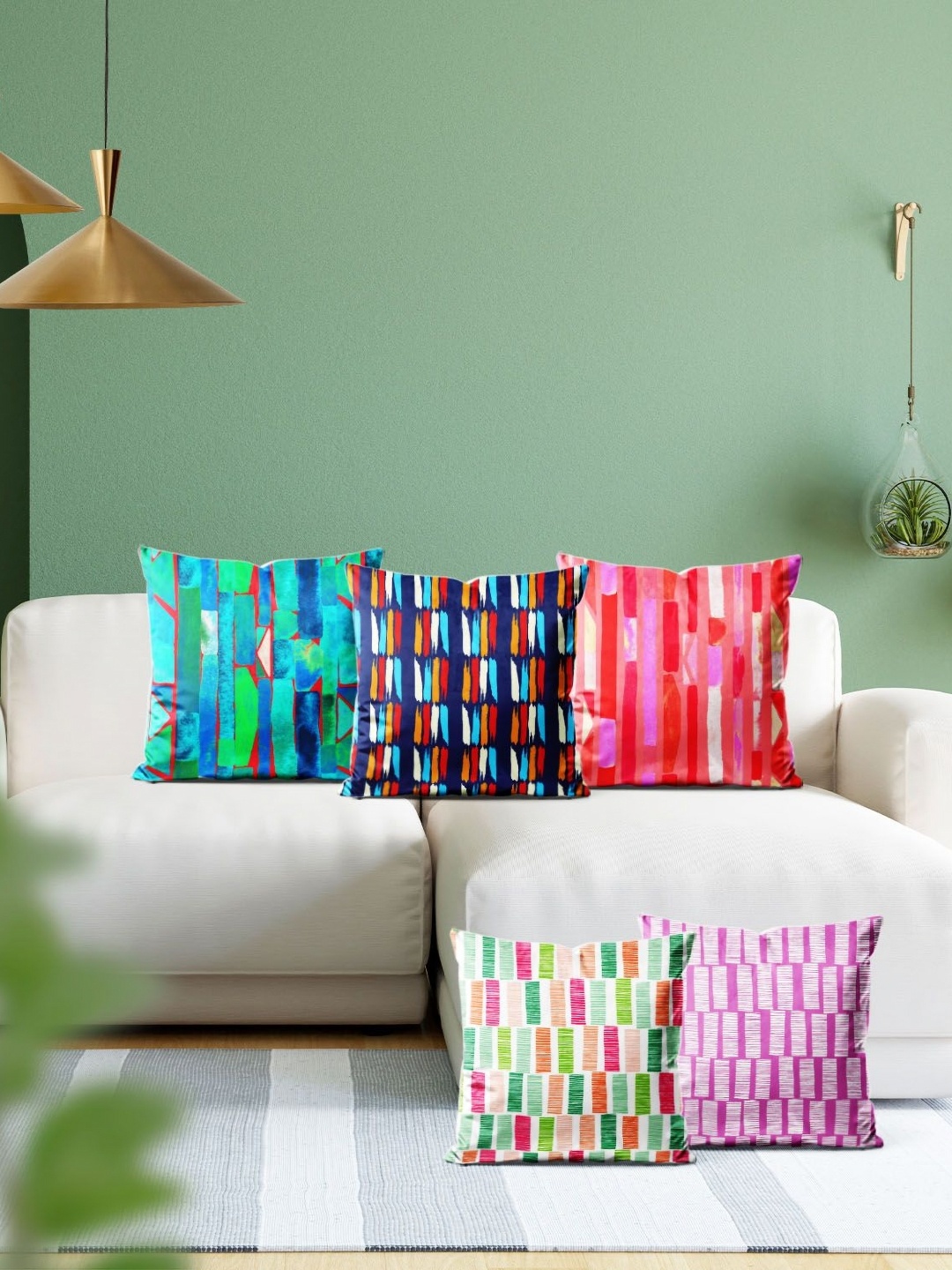 

ArtzFolio Multicoloured Set of 5 Velvet Square Cushion Covers, Multi