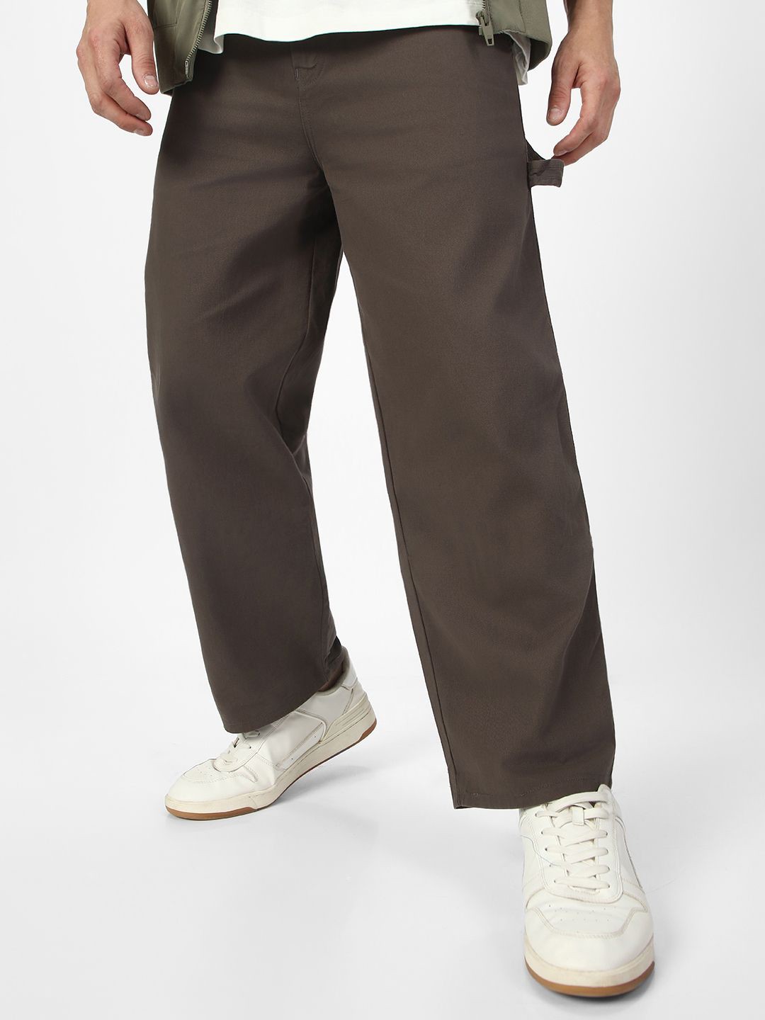 

Urbano Fashion Men Loose Baggy Fit Pure Cotton Cargo Trouser, Brown