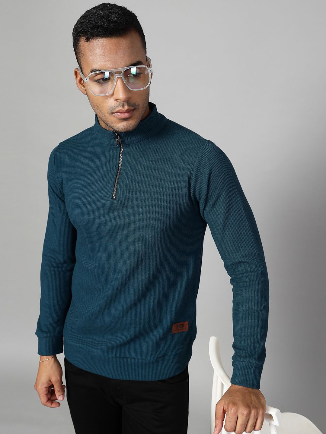 

Rigo Men Henley Neck Slim Fit T-shirt, Teal