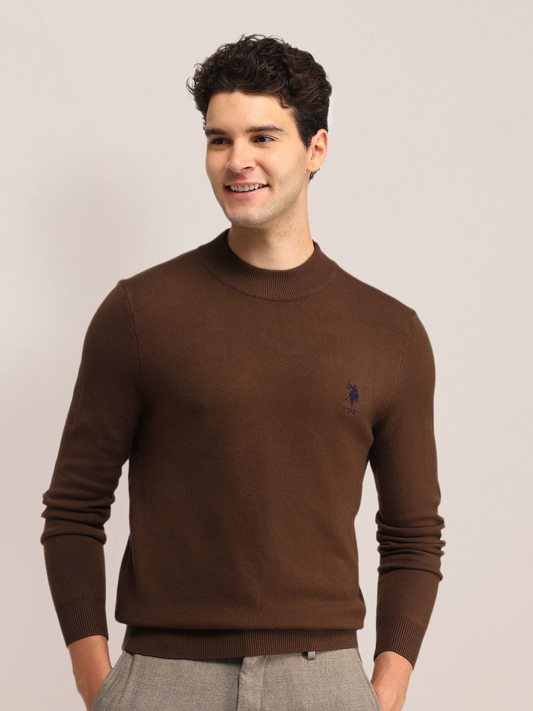 

U.S. Polo Assn. Men Brand Logo Pullover, Brown