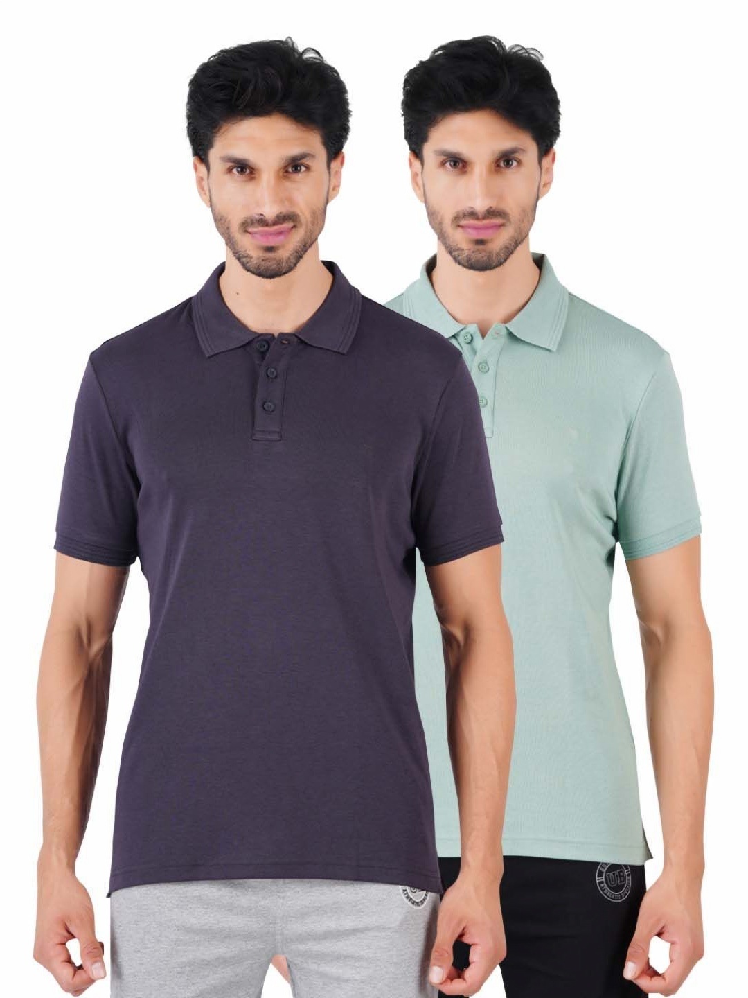 

Ramraj Men 2 Polo Collar Applique T-shirt, Grey