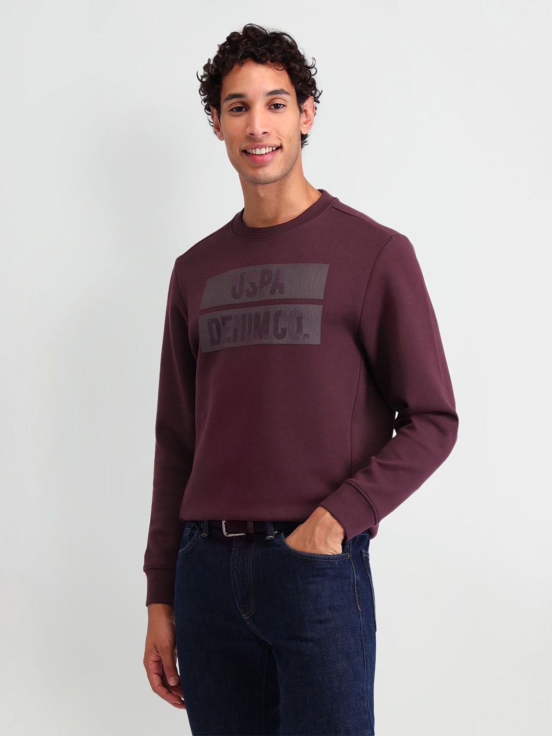 

U.S. Polo Assn. Denim Co. Men Cotton Printed Pullover Sweatshirt, Purple