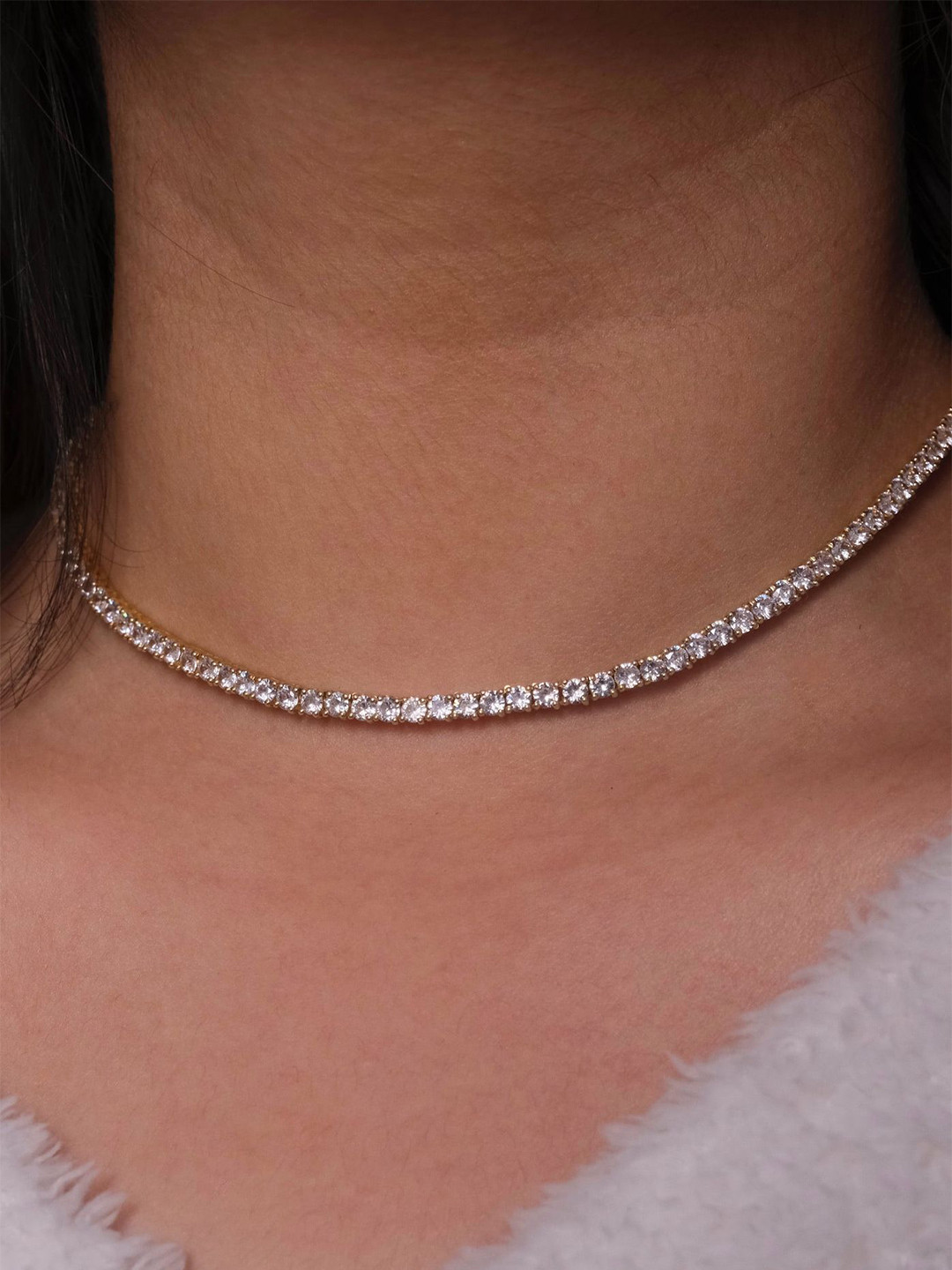 

Anushka Jain Jewellery 925 Sterling Silver Gold-Plated Cubic Zirconia Studded Necklace