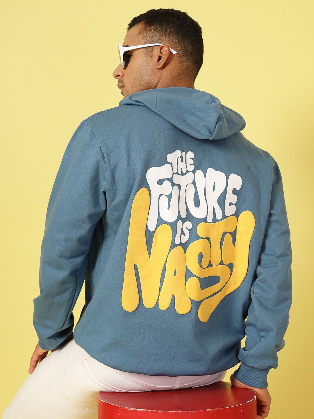 

Rigo Men Typography Printed Hooded Pullover Sweatshirt, Blue