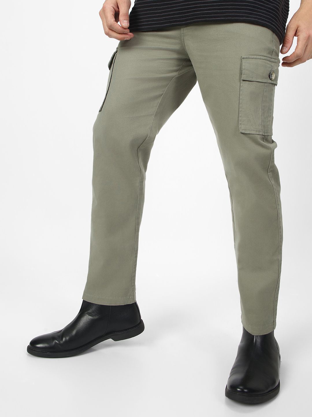 

Urbano Fashion Men Regular Fit Stretchable Cargo Trouser, Olive
