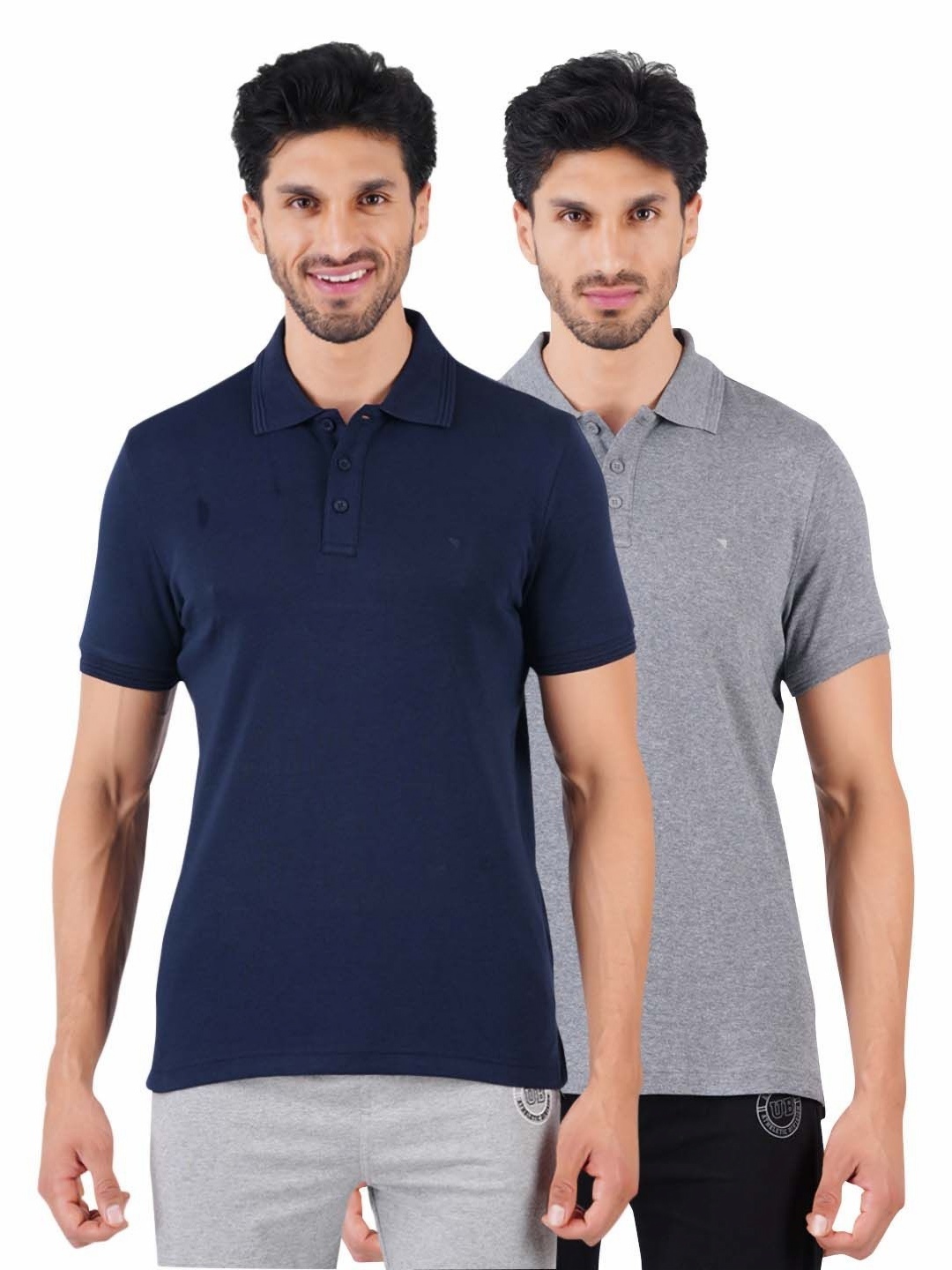 

Ramraj Men 2 Polo Collar Applique T-shirt, Navy blue