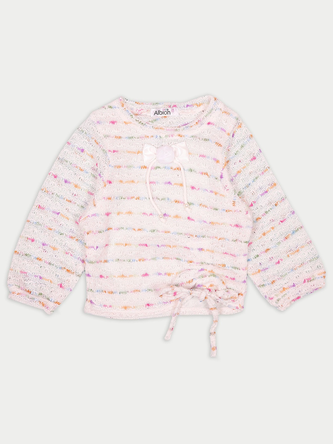 

Albion By CnM Girls Self Design Round Neck Cotton Top, White