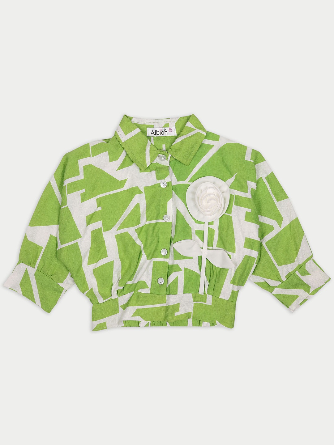 

Albion By CnM Girls Shirt Collar Shirt Style Cotton Top, Green