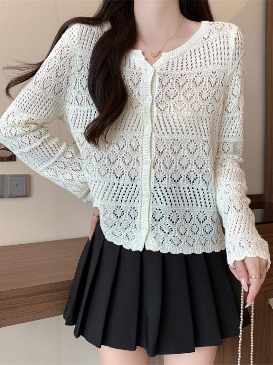 

KPOP Women Self Design Regular Top, White