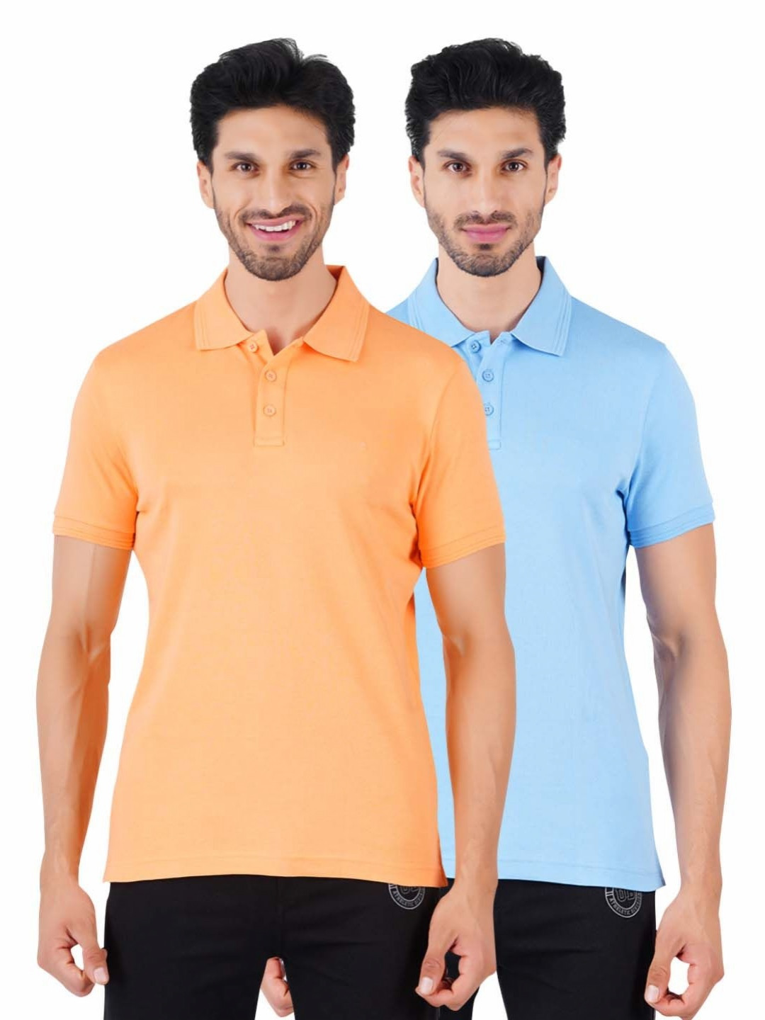 

Ramraj Men 2 Polo Collar Applique T-shirt, Orange