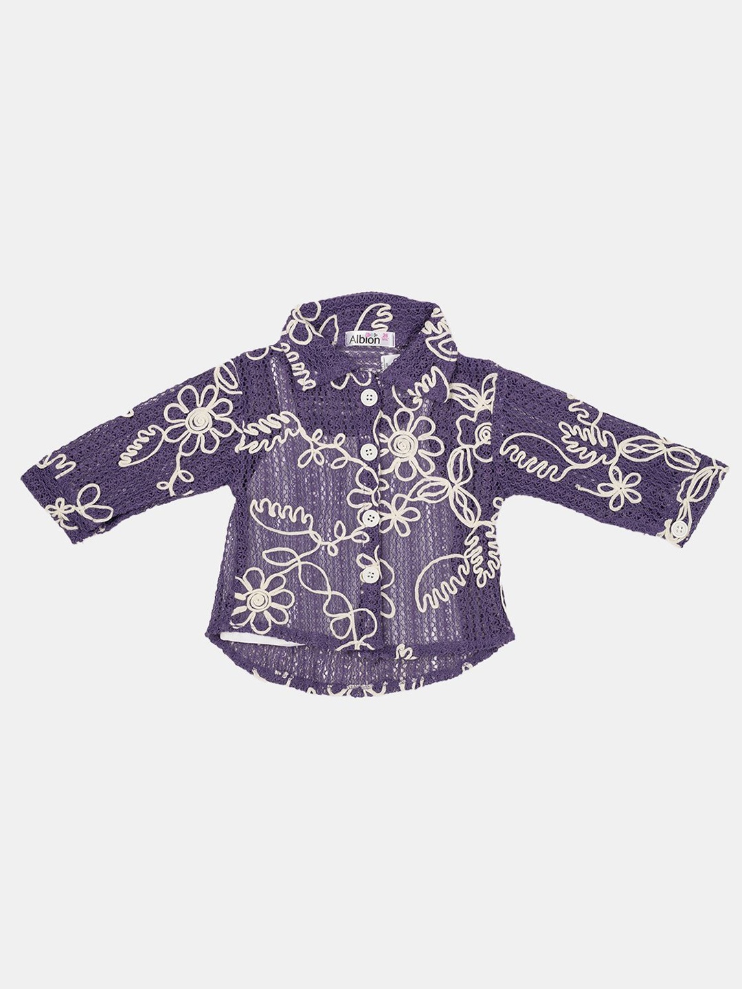 

Albion By CnM Girls Floral Embroidered Cotton Top, Purple
