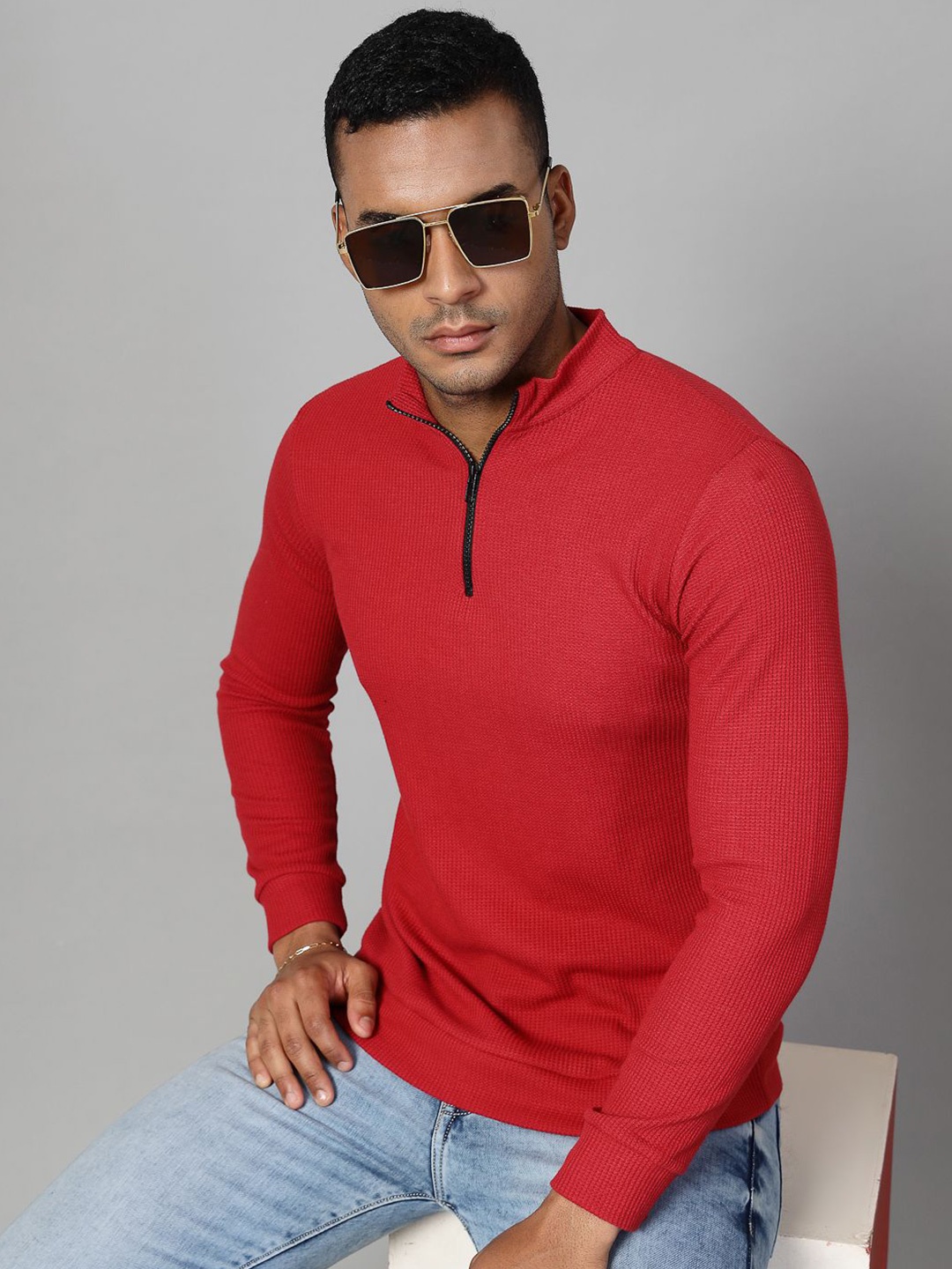 

Rigo Men Henley Neck Slim Fit T-shirt, Red