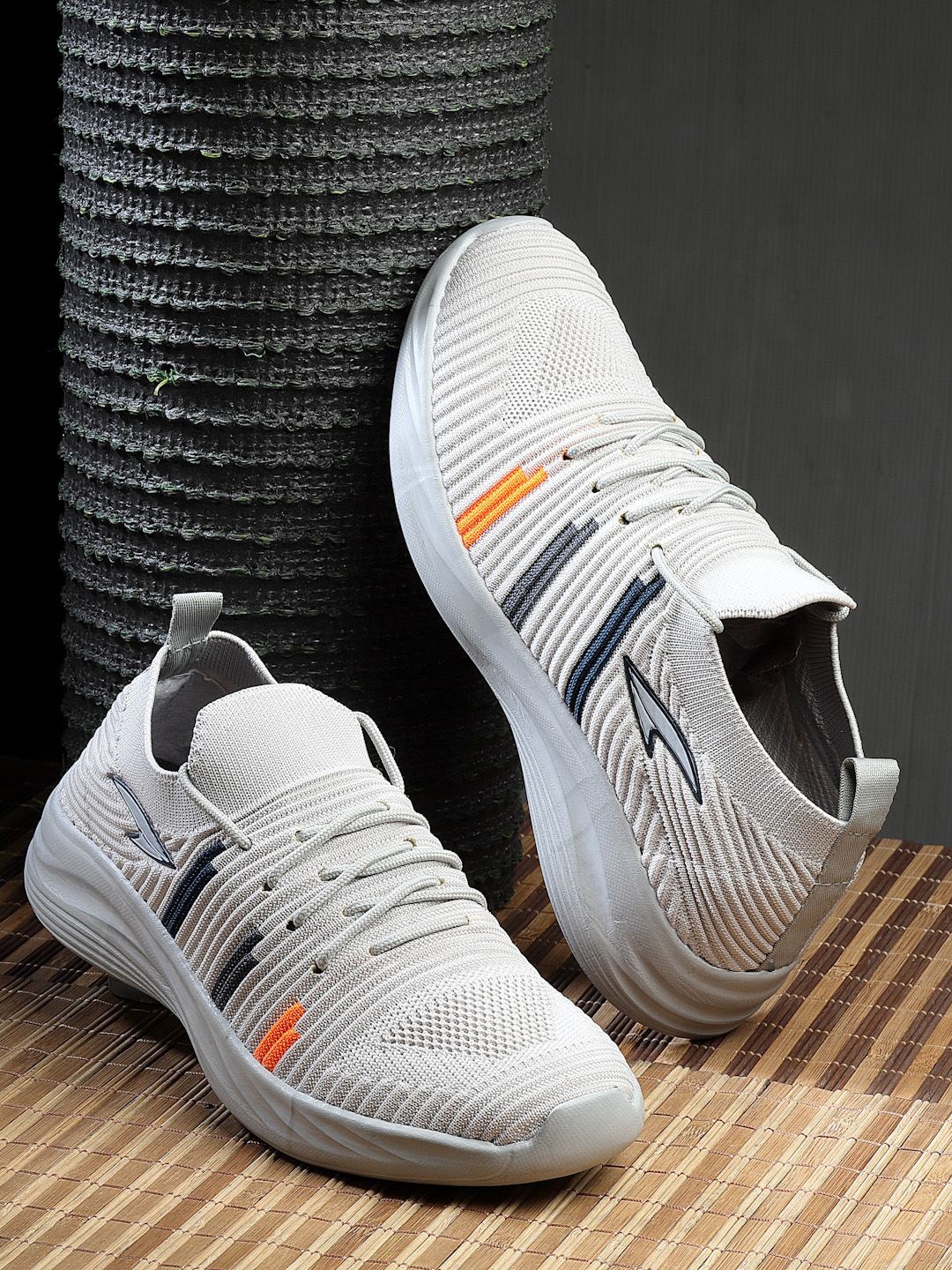 

ASIAN Men Mesh Lace-Ups Running Non-Marking Shoes, Grey