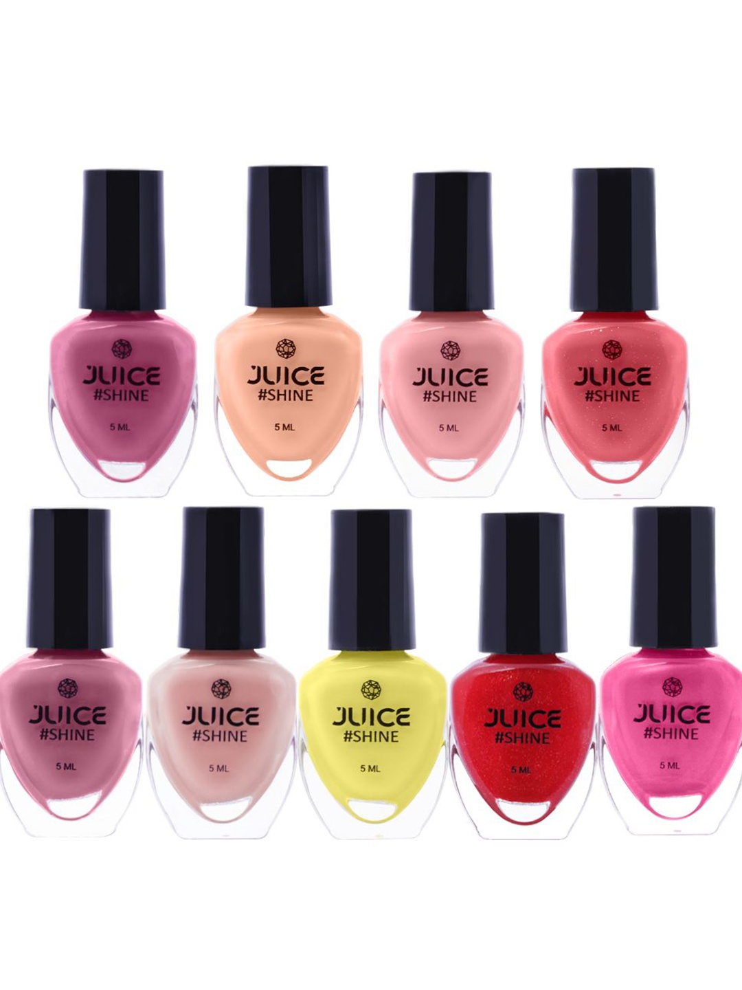 

JUICE Set Of 9 Shine Nail Polish - 5ml Shade 5 - 77- 78- 102 - 105 - 111 - 208 - 251 - 253, Pink