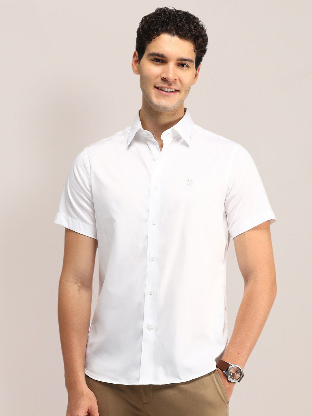 

U.S. Polo Assn. Men Slim Fit Opaque Casual Shirt, White