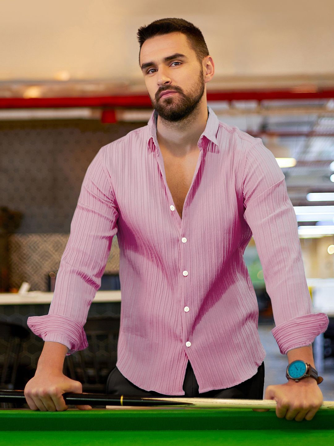 

Campus Sutra Men Comfort Opaque Casual Shirt, Pink