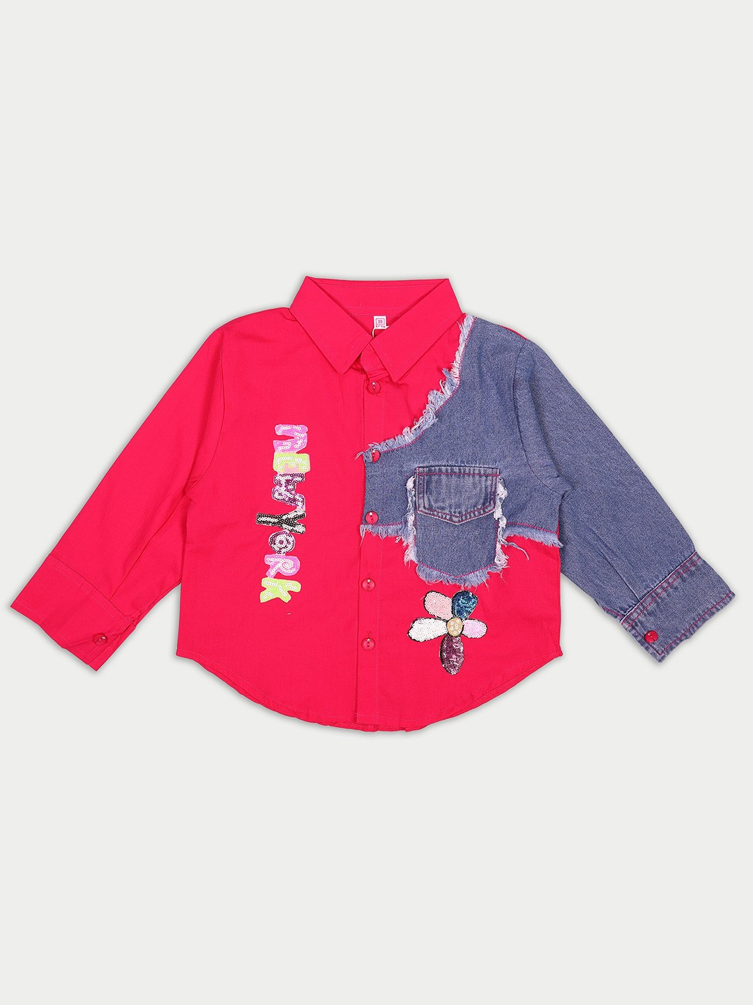 

Albion By CnM Girl Shirt Collar Cotton Shirt Style Top, Red