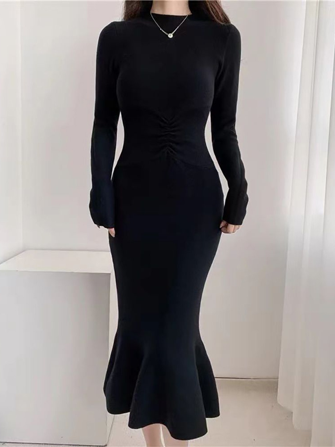 

StyleCast x Revolte Women Ruched Bodycon Midi Dress, Black
