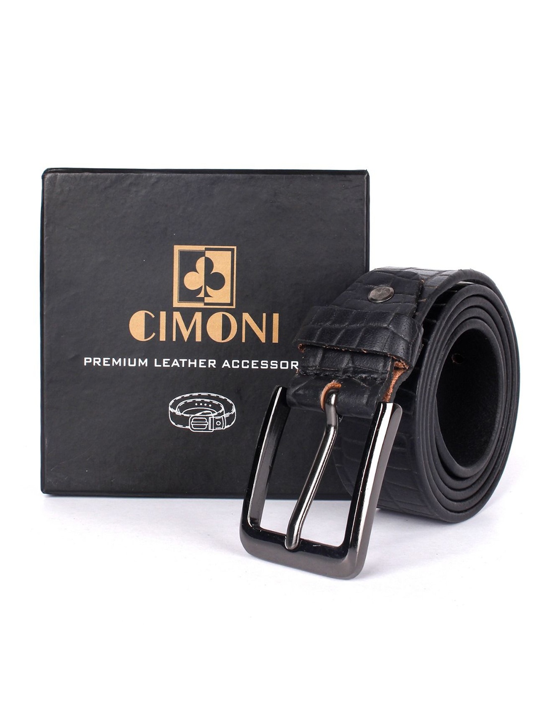 

CIMONI Men Textured Leather Formal Belt, Black