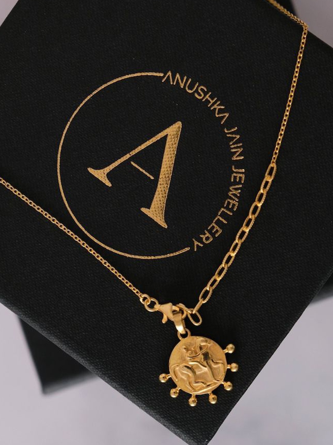 

Anushka Jain Jewellery 925 Sterling Silver Gold Plated Power Medallion Pendant With Chain