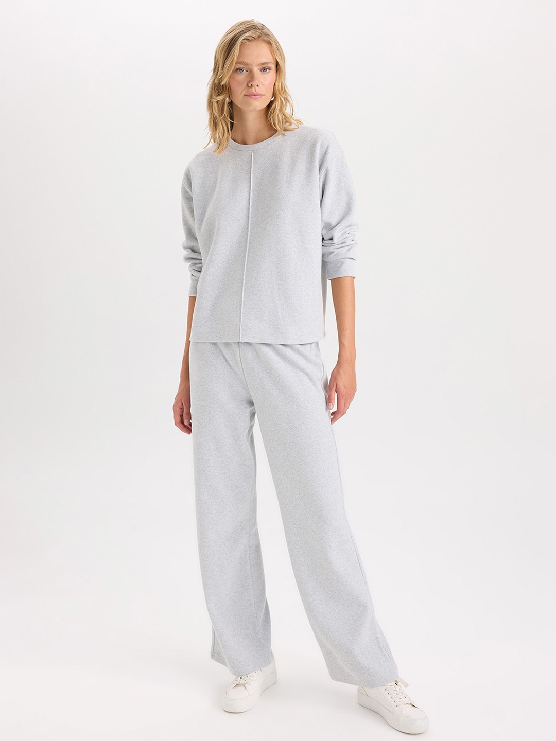 

DeFacto Tshirt With Trouser Co-Ords, Grey melange