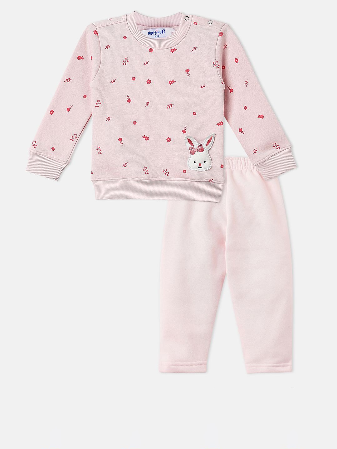 

Nauti Nati Infant Girls Cat Applique Sweatshirt and Joggers Fleece Co-Ord Set, Pink