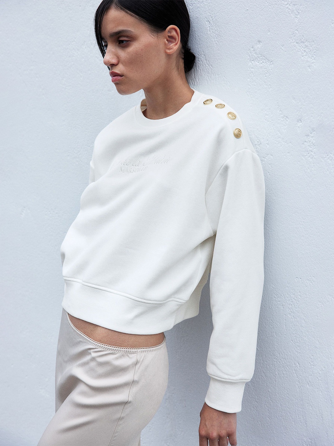 

H&M Women Loose Fit Sweatshirt, White