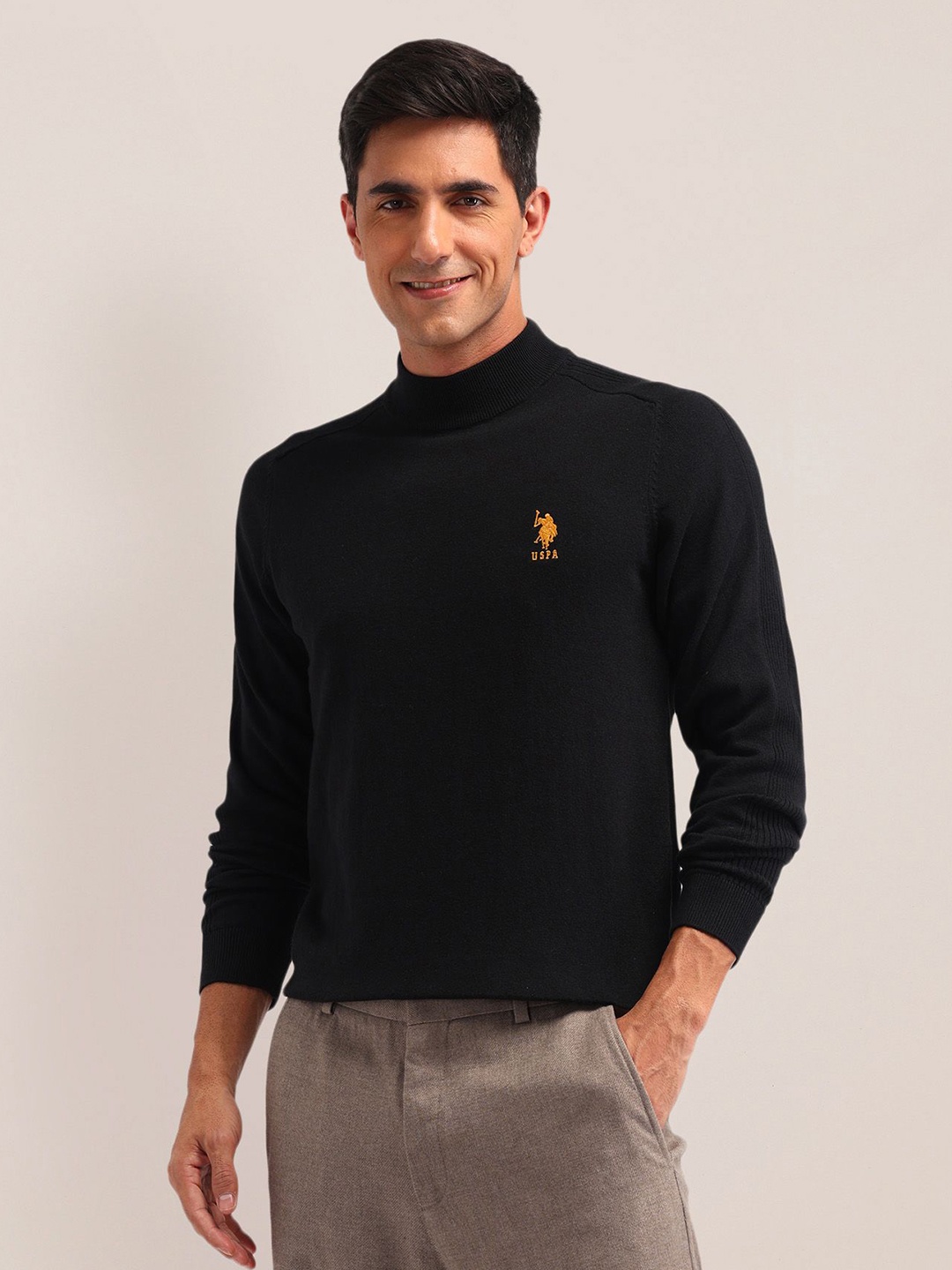 

U.S. Polo Assn. Men Turtle Neck Long Sleeves Pullover, Black