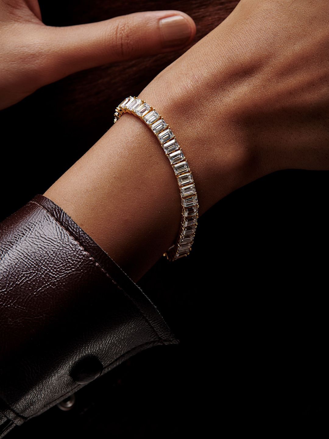 

MISS JO 92.5 Sterling Silver Cubic Zirconia Gold-Plated Wraparound Bracelet
