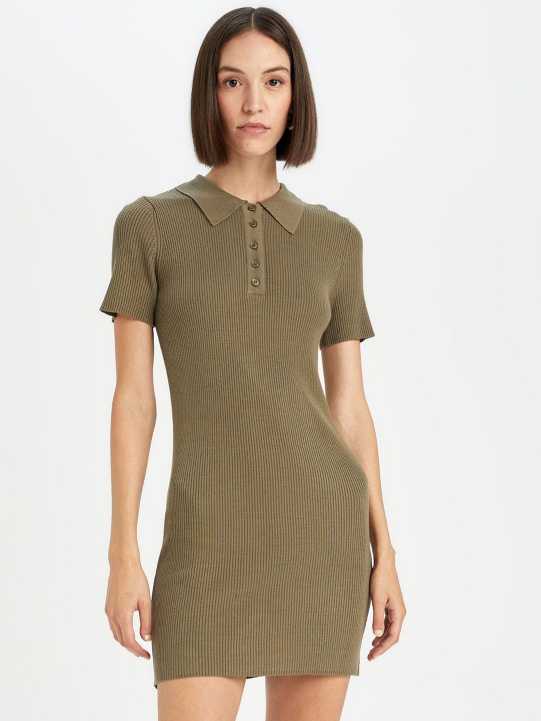 

DeFacto Women T-shirt Mini Dress, Olive