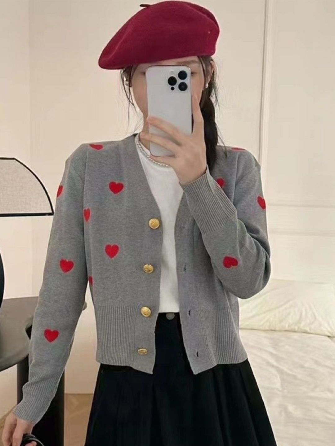 

KPOP Women Print V-Neck Long Sleeves Top, Silver
