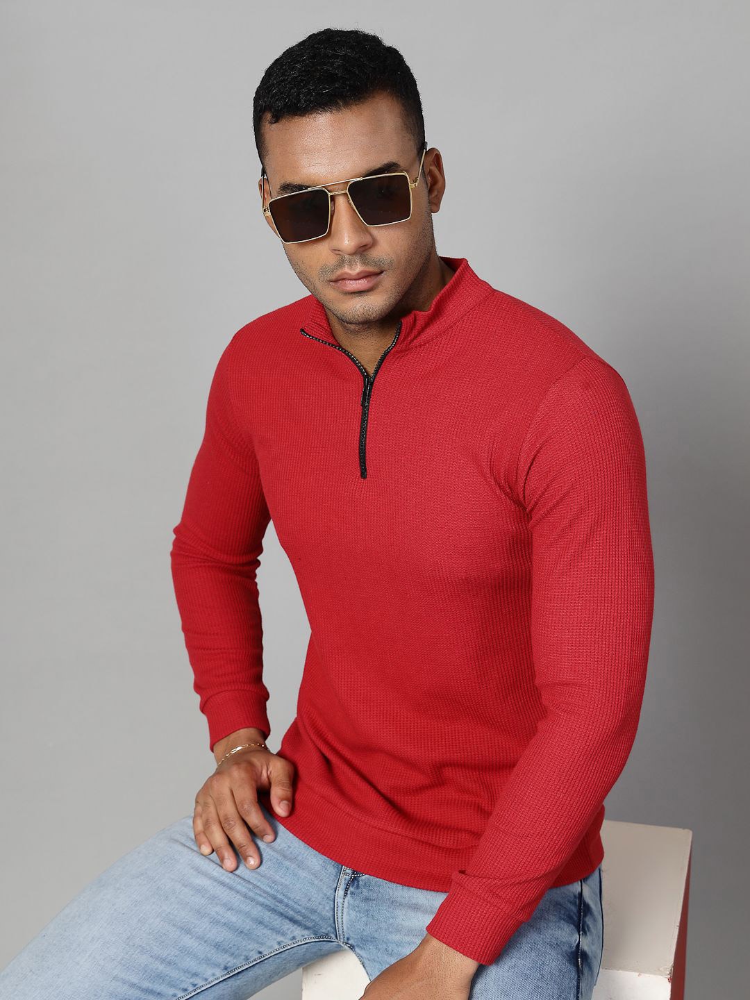 

Rigo Men Henley Neck Slim Fit T-shirt, Red