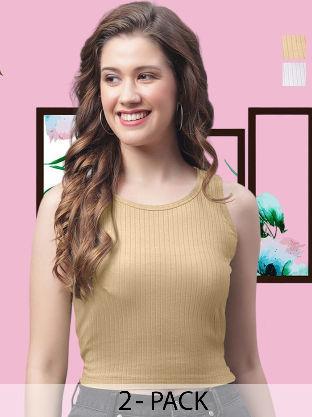 

FBAR Women Cotton Solid Crop Top, Multi