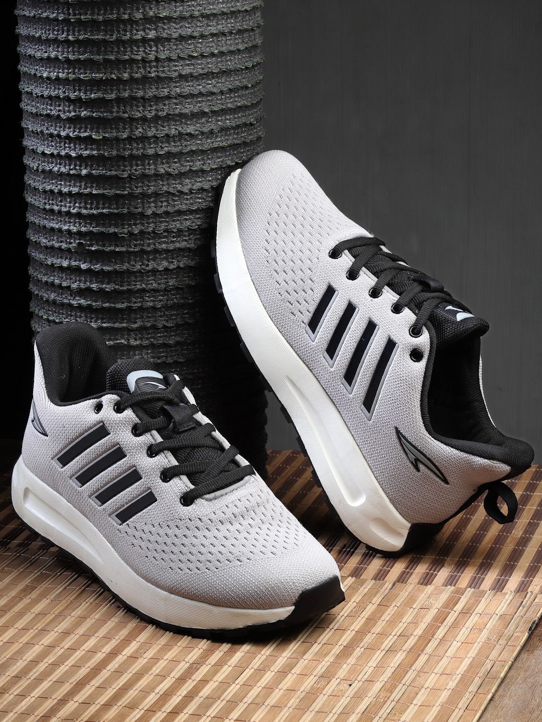 

ASIAN Men Mesh Lace-Ups Running Non-Marking Shoes, Grey