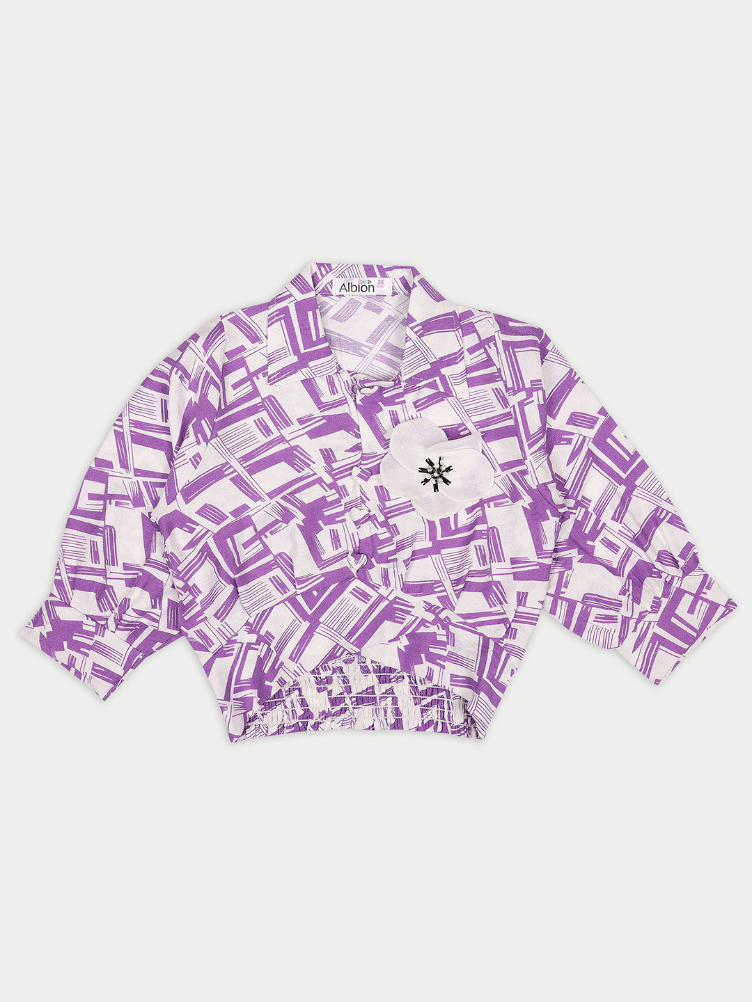 

Albion By CnM Girls Cotton Shirt Collar Long Sleeves Top, Purple